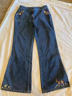 Gymboree Equestrian Club Size 10 Denim Jeans W/ Floral And Horse Design (1) GB 4 • $17.99