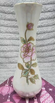 Bud Vase Hand Painted Ceramic Wild Roses Ucagco Japan  7.5” Vintage • $19.99