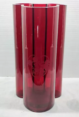 Disney Mickey Mouse And Minnie Mouse Valentine Vase Red Glass 8.75  Y2k • $20