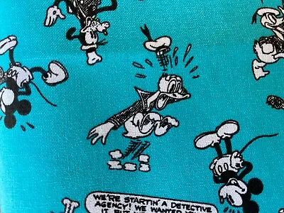 VINTAGE DISNEY MICKEY MOUSE 100% Cotton Fabric Runs His Own Newspaper Goofy 1937 • $5.99