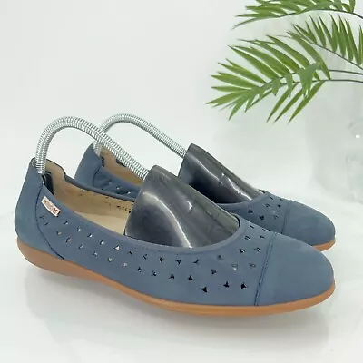 Mephisto Ballet Flats Women Size 10 Blue Nubuck Luxury Comfort Walk Career • $79.95