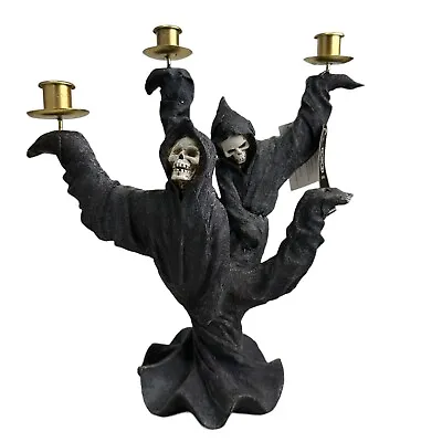 Martha Stewart Grim Reaper Skull Taper Candle Candelabra Holder Halloween Damage • $29.99
