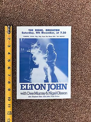 Elton John Early UK CONCERT FLYER / POSTER December 1971 / Rare & Mint 10 X 7.5  • $350