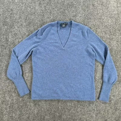 MAG Magaschoni Womens Sweater Large Blue Cashmere V Neck Pullover • $28.49