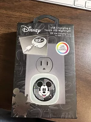 Disney Mickey USB Charging & Touch LED Nightlight 2x USB Ports 1x USB & 1x TypeC • $12