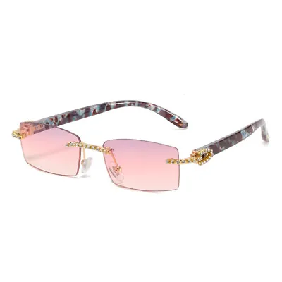 Fashion Rimless Rectangle Sunglasses Women Metal Frame Vintage Trendy Glasses • $12.99