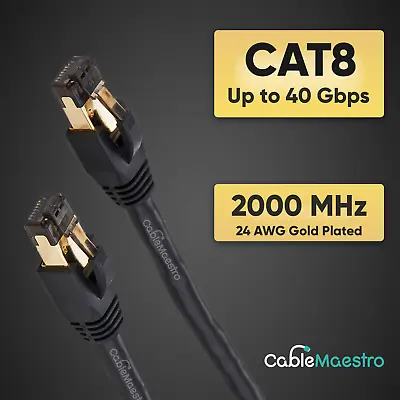 CAT8 Ethernet Cable Cord Patch Copper 26AWG SFTP Shielded RJ-45 0.5-75FT Lot • $75.65