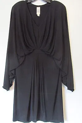 Marc Bouwer Black V-Neck Batwing Sleeve Above Knee Banded Waist Dress NWOT SZ: L • $29.99