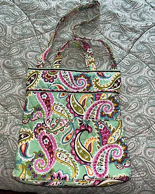 Vera Bradley Tutti Frutti Lime Green Paisley Purse Tote Bag 14”x15”x4” NWOT • $20