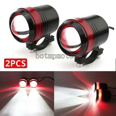 $34.78 • Buy 2Pcs Motorcycle LED Auxiliary Driving Fog Spot Lights Headlight White&Red