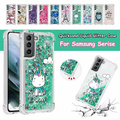 For Samsung S23Ultra S20+ S10 S9 S8 S6 Note 20U Patterned Glitter Quicksand Case • $15.68