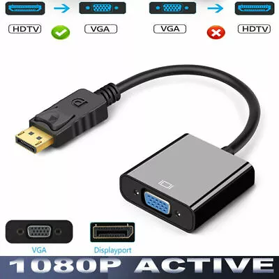 £4.95 • Buy Display Port DP To VGA Adapter Male Female 4K HD Converter Cable PC TV Laptop HP