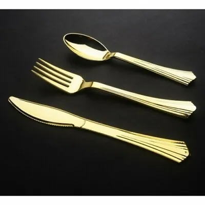 Gold Gourmet Assorted Plastic Cutlery 50 Pack Plastic Tableware Gold Tableware • £12.83