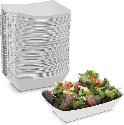 MT Products White Paper Food Trays - 0.25 Lb Disposable Nacho Trays Pack Of 100 • $15.17