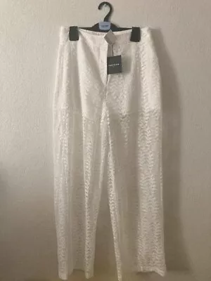 Size 12 White LACE Sheer TROUSERS + Under Shorts - PARISIAN - NEW WITH TAGS! • £14