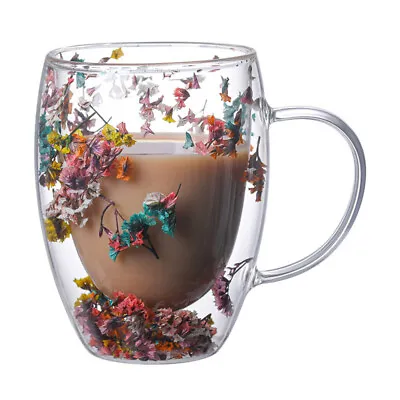 350ml Double Wall Insulated Glass Coffee Glass Mug Tea Cup Thermal With Handle • $12.54