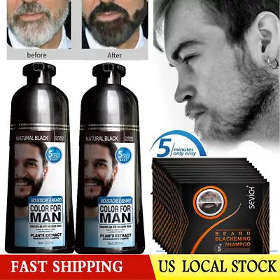 Beard Hair Color Dye Shampoo Natural Men Mustache Dying Black Darkening USA • $17.65