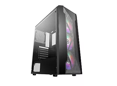 AvP Quasar RGB Mesh Gaming Case With 3 X RGB Fans USB 3.0 Tempered Glass Side • £36.99