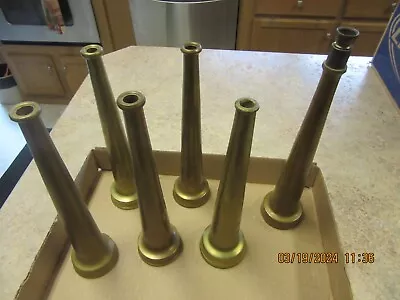 Lot Of 6 Vintage Fire Hose Nozzle Tip Brass 4 Powhatan B&i Works Am. Rubber Fd • $99.99