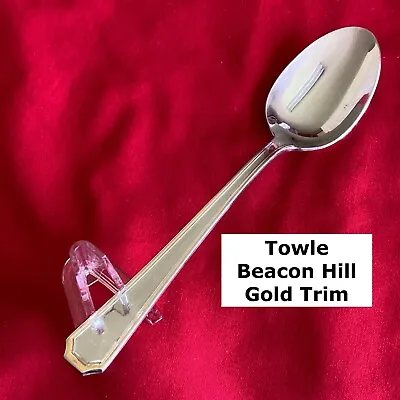 Towle BEACON HILL Gold Trim Soup Spoon 7   Stainless Steel Flatware   • $6.89