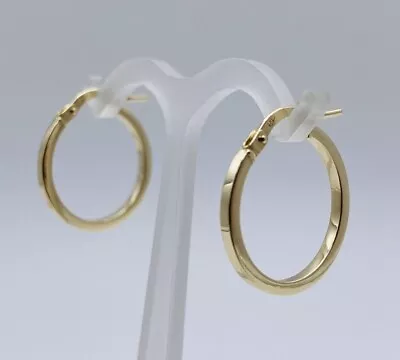 375 9ct Yellow Gold Round 10mm-25mm Flat Clip-on Hoop Earring Brand New • £59.90