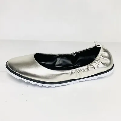 DKNY Shoes Women’s 7.5M Silver Vivi Ballet Flats Slip On Shoes Leather Light • $67