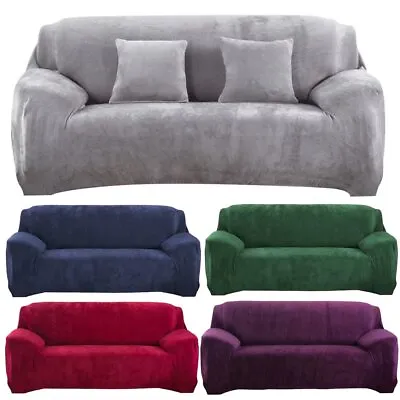 $15.84 • Buy 1/2/3 Seater Velvet Slipcover Solid Colour Sofa Covers Stretch Couch Protector