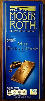 **NEW** ( 1 )  MOSER ROTH MILK EXTRA CREAMY CHOCOLATE 5-BAR 4.4-oz PACK • $10.99