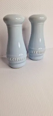 Le Creuset Salt & Pepper Shakers Light Blue Stoneware Brand New Boxed • £21.99