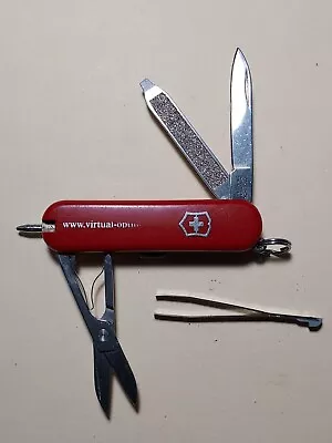 Victorinox Swiss Army Knife 58mm Red Signature Retractable Pen Worn Logo • $7.95