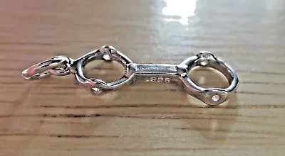 Sterling Silver 3D 22x8mm Horse's Mouth Bit Bridle Snaffle Bit Tack Charm • £12.93