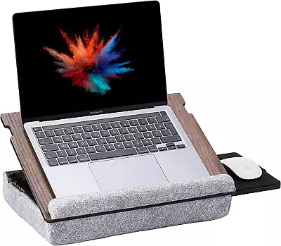 Vigo Wood Laptop Tray - Ergonomic Design With Cushioned Bottom And Mousepad Draw • £44.93