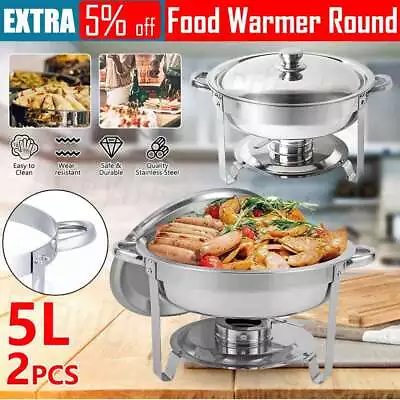 5L ×2 Pcs Stainless Steel Chafing Dish Set Bain Marie Buffet Servers Food Warmer • $60.95