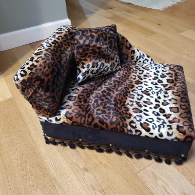 $49.99 • Buy Leopard Print Chaise Small Dog Bed Luxury Sofa Couch 