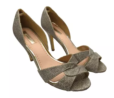 Miss KG Kurt Geiger Silver Glitter Sparkly Stiletto Shoes Size UK6 EU39 • £14.99