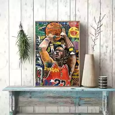 Michael Jordan Poster 23 Graffiti Poster Canvas 16 X24  Chicago Bulls Basketball • $19.56
