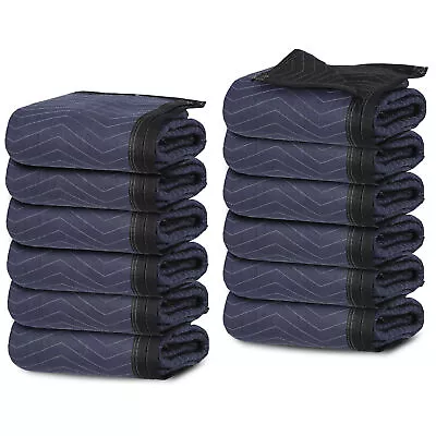 72x80  Heavy Duty Professional Quality 12 Performance Moving Blankets Black • $59.58