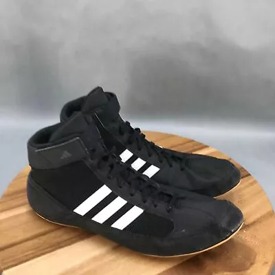Adidas HVC 2 Wrestling Shoes Mens 15 Black White Lace Up High Top • $37.49