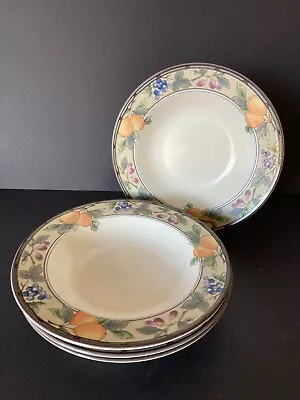 (4) Mikasa Intaglio Garden Harvest Wide Rimmed Soup Bowls 9 3/8  • $10