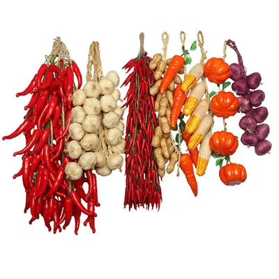 Colorful  Artificial Hanging Vegetables String Foam Fake Food Kitchen Decoration • £4.24