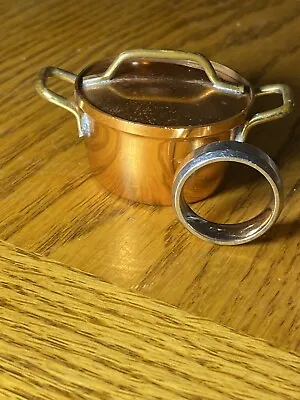 Vintage Miniature Copper & Brass Dutch Oven / Covered Stock Pot MADE IN HOLLAND • $10.99