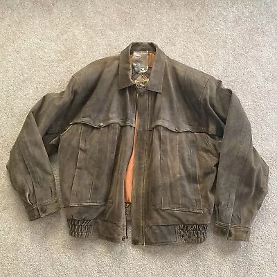 Vintage Adventure Bound Leather Flight Bomber Jacket Large Thinsulate Brown READ • $39.99