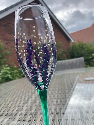 Hand Painted Flower Champagne Glass Hand Decorated Prosecco Glass.GIFT WRAPPED • £8.99