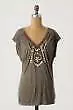 ANTHROPOLOGIE C KEER Sz XS CARAPACE Tee Brown Beaded Top VGUC • $24.99