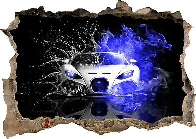 Super Sports Car Racing Bugatti 3d Mural Wall View Sticker Poster Decal 10-1-8 • £8.95