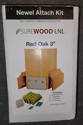 Newel Attach Kit Red Oak 3” Surewood LNL Building Products ~ New In Box! • $21.70