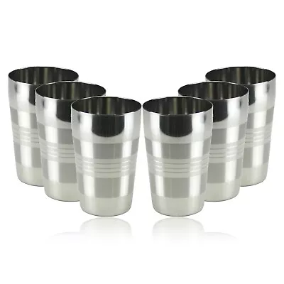 £14.27 • Buy 6x Stainless Steel 450ml Glasses Hammered Tumbler Metal Drinking Cup Stackable