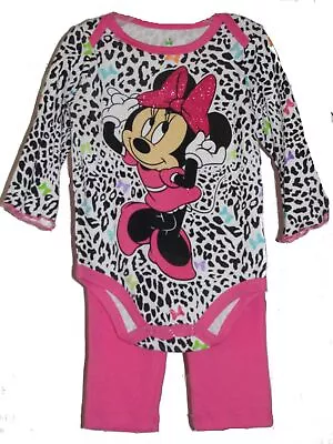 Disney Baby Minnie Mouse Cheetah Bows Girl's 6-9 Months Outfit Set • $7.99