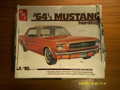 AMT 1/16 Scale 1964 1/2 FORD MUSTANG Hardtop Orange Model Kit ”Open Box” • $25