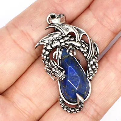 Natural Healing Reiki Crystal Quartz Dragon Chakra Stone Pendant Necklac Jewelry • $2.97